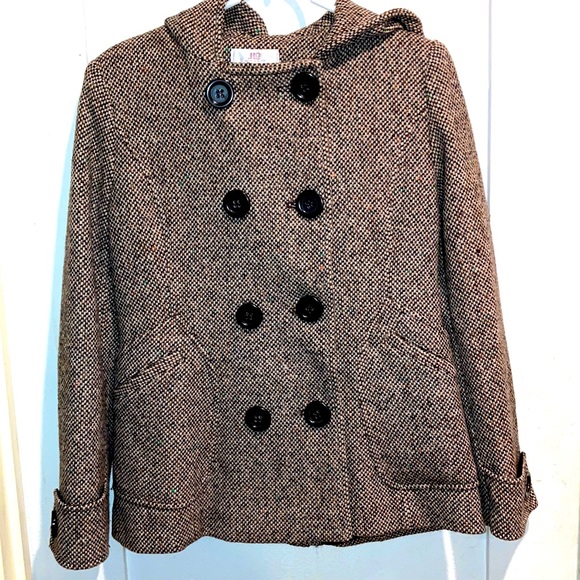 Jennifer Lopez tweed style brown crop Hoodie Coat - Picture 1 of 5